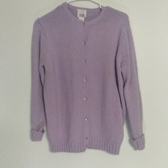 LEON Levin Hand Loomed Lilac Cardigan Sweater - Picture 1 of 7
